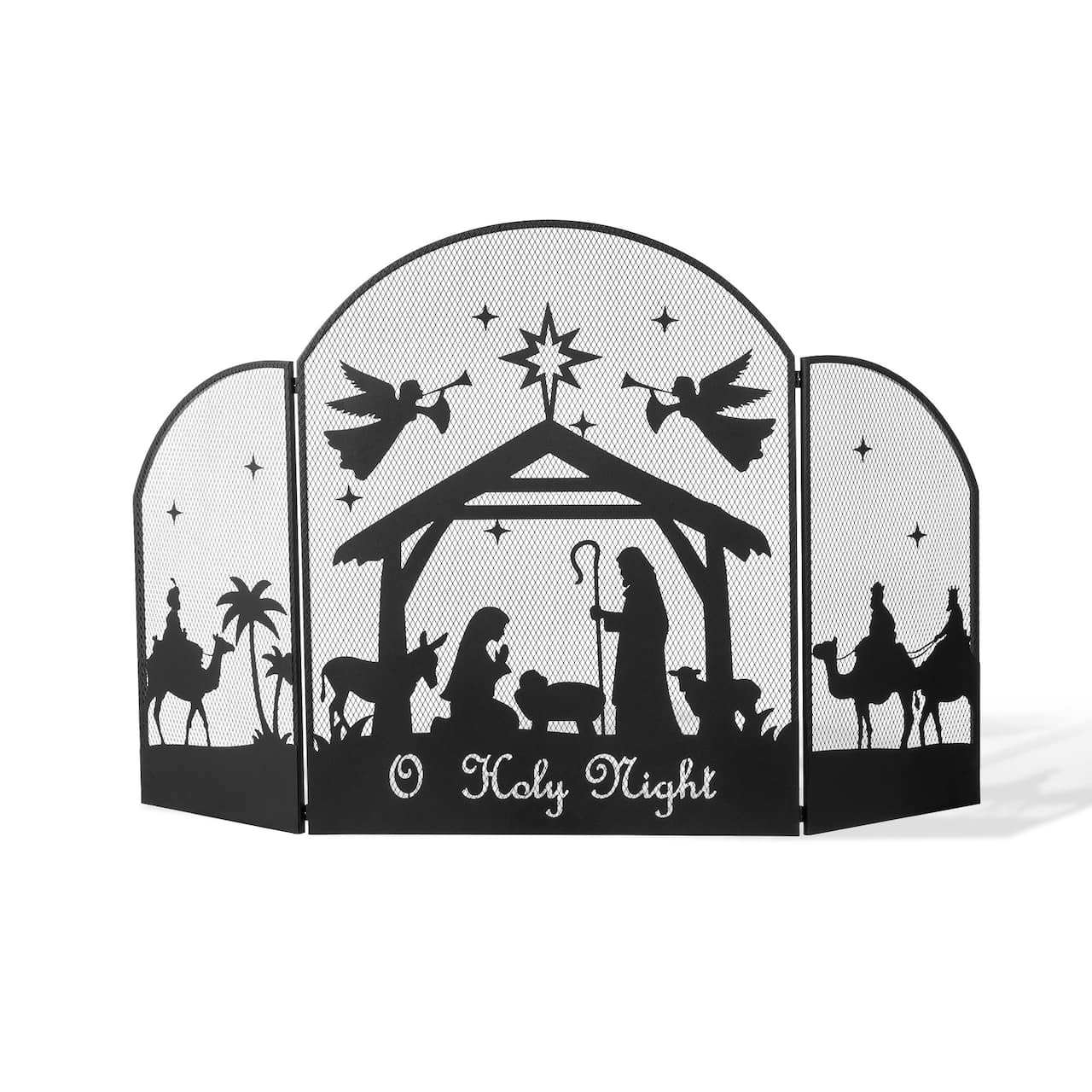 Glitzhome® 48" Christmas Metal Mesh Silhouette Nativity Scene Screen